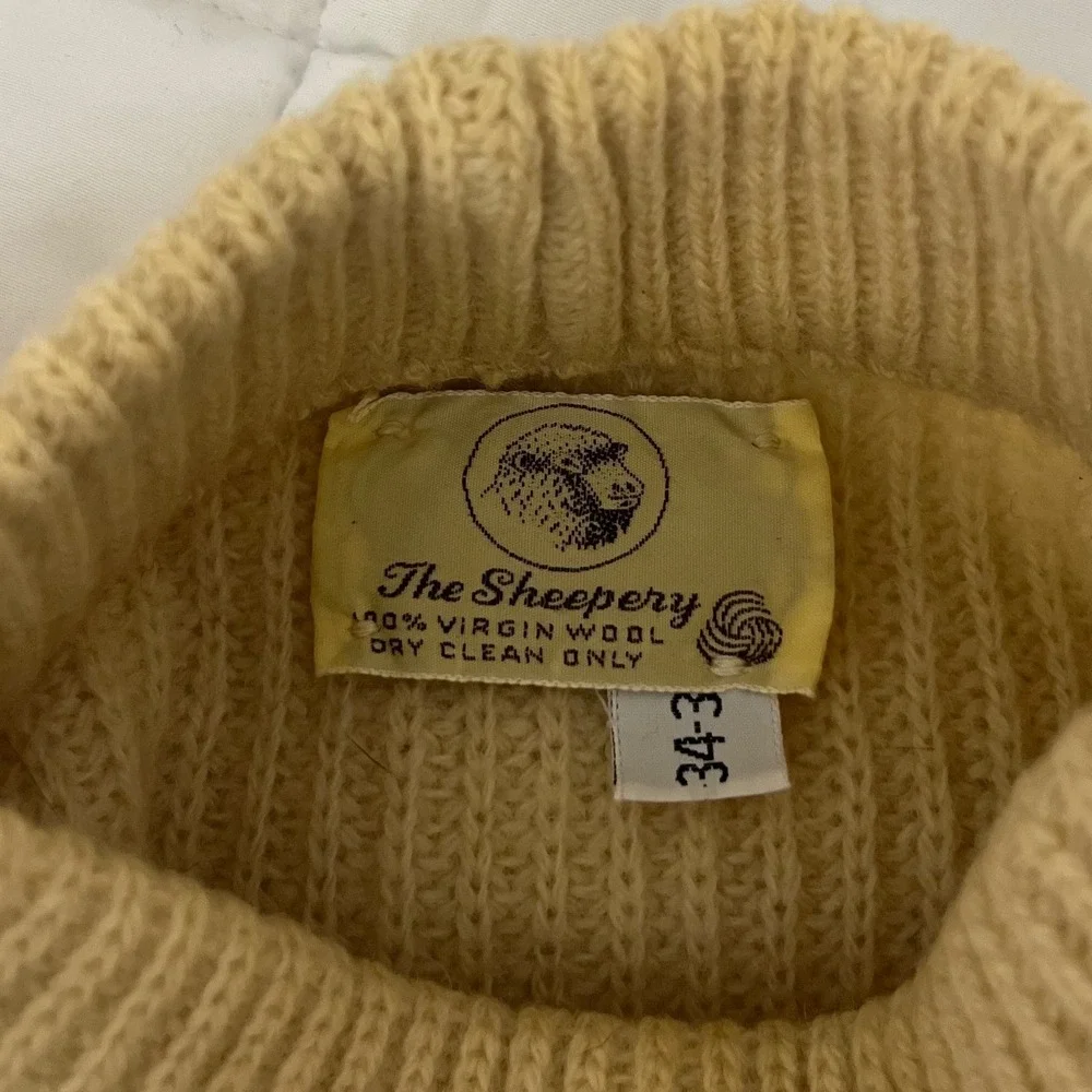 Vintage The Sheepery Wool Mock Neck Ribbed Sweater Pullover Size XS EU‎ 34-36
